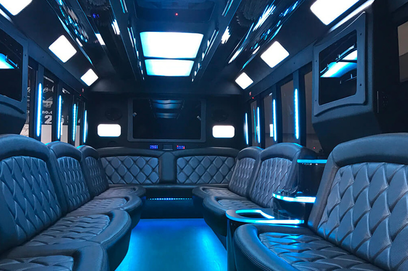 leather seating inside a party bus